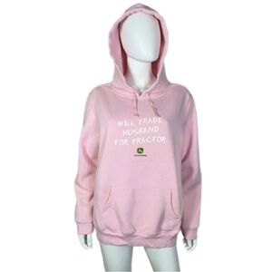 John Deere Light “ Will Trade Husband for Tractor” Pink Hoodie